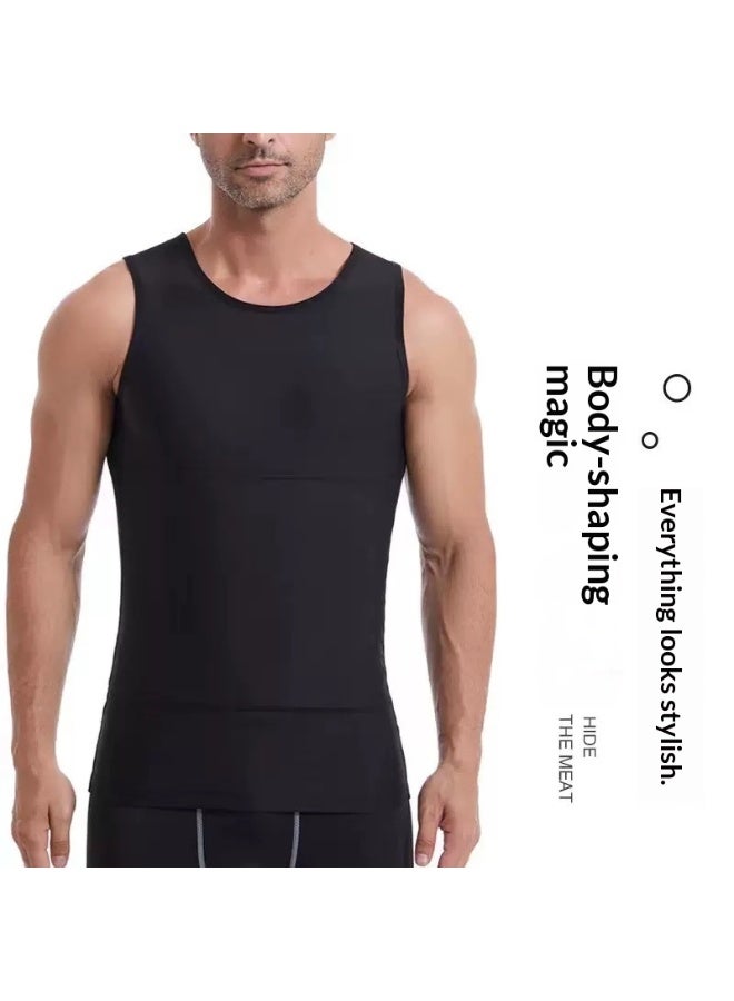 Men's Four Seasons Classic Black and White Solid Color Large Size Narrow Shoulder Tank Top Comfortable Sports Fitness Shirt - Image 5